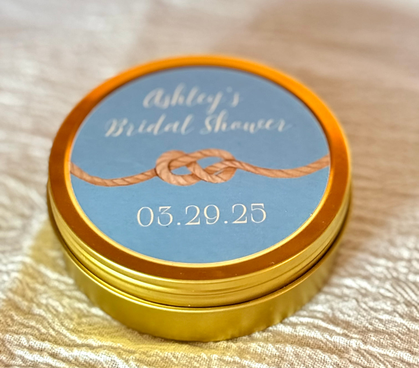Custom Party Favor 4 oz Gold Tin